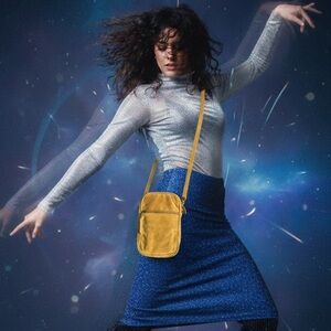 NWT Mustard Yellow Genuine Suede Crossbody Bag